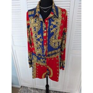 Fashion Nova Romper Womens 1X (Runs Sm) Red Blue Status Cherub Jumpsuit Stretch